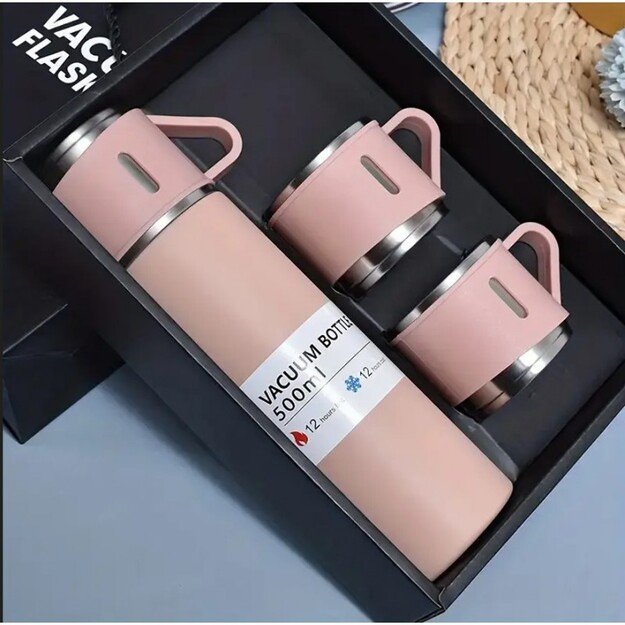 Termoso rinkinys su 3 puodeliais 500 ml, rožinė