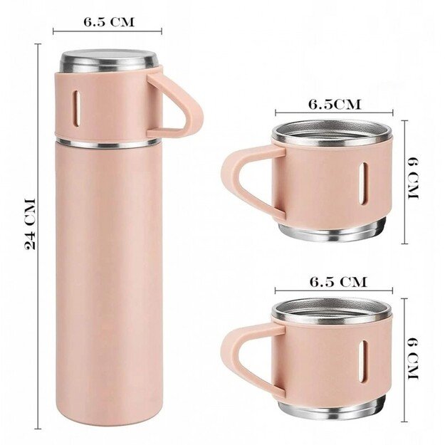 Termoso rinkinys su 3 puodeliais 500 ml, rožinė 15