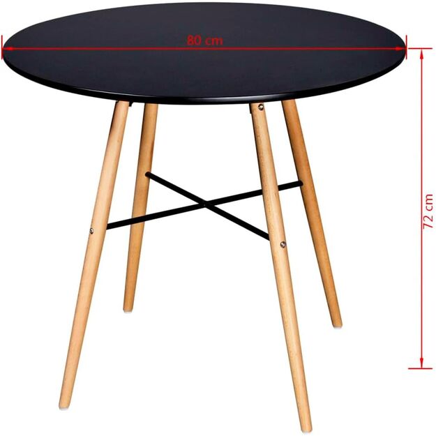 Apvalus valgomojo stalas 80 cm., juodas 2