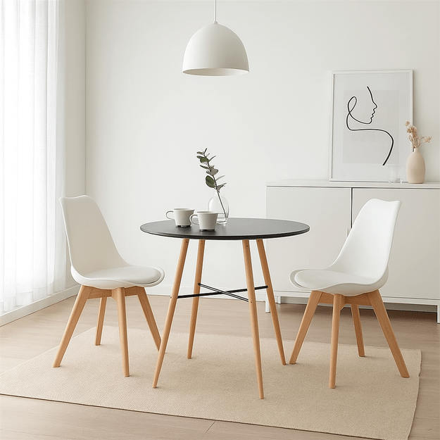 Apvalus valgomojo stalas 80 cm., juodas