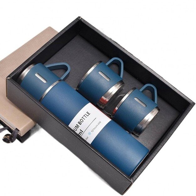 Termoso rinkinys su 3 puodeliais 500 ml, mėlyna