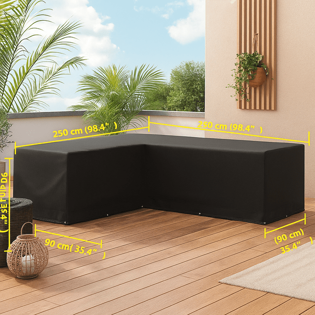 L-formos sodo baldų uždangalas, 250x250x90 cm 1