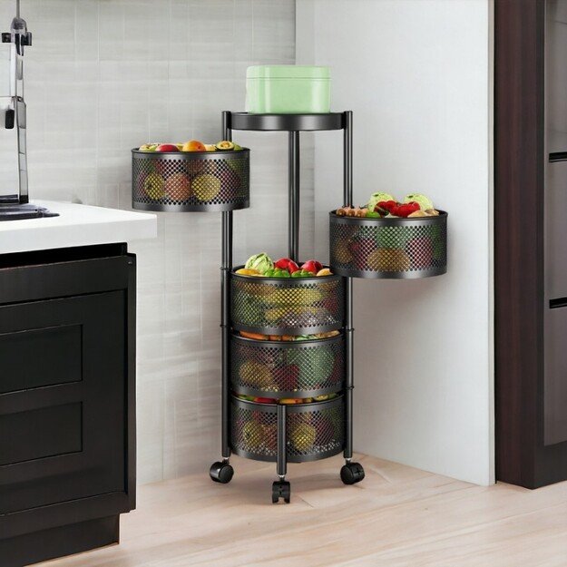 Penkių lygių, kambario lentyna su ratukais 4