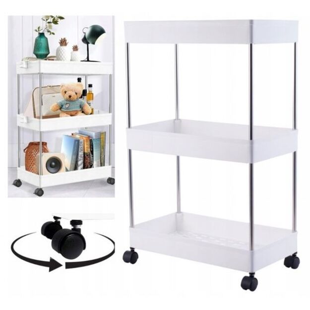 Universali spintelė ant ratukų, balta 2