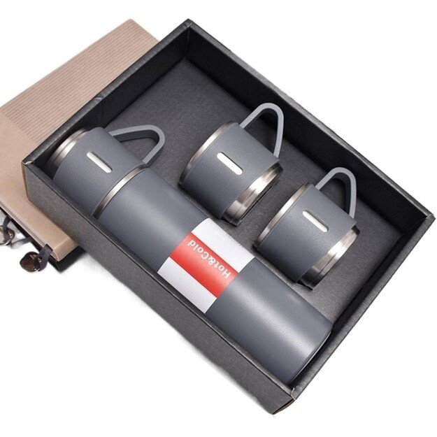 Termoso rinkinys su 3 puodeliais 500 ml, pilka