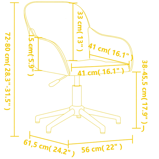 Aksominė biuro kėdė, kreminė 7