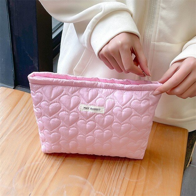 Dygsniuota kosmetinė su užtrauktuku, rožinė