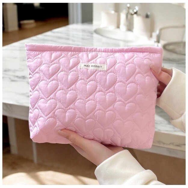 Dygsniuota kosmetinė su užtrauktuku, rožinė 4