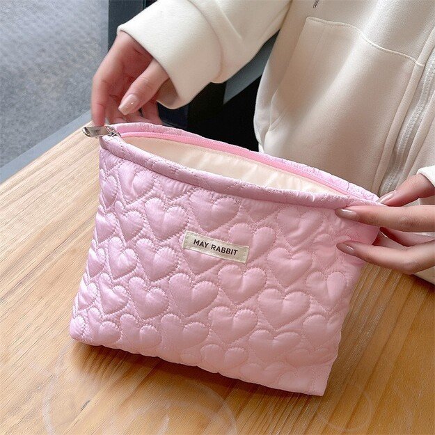 Dygsniuota kosmetinė su užtrauktuku, rožinė 3