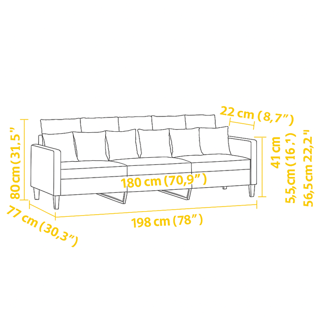 Trivietė sofa, 180 cm