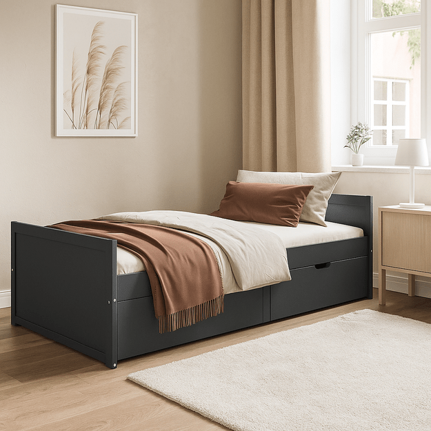 Lovos rėmas su stalčiais, 90 x 200 cm