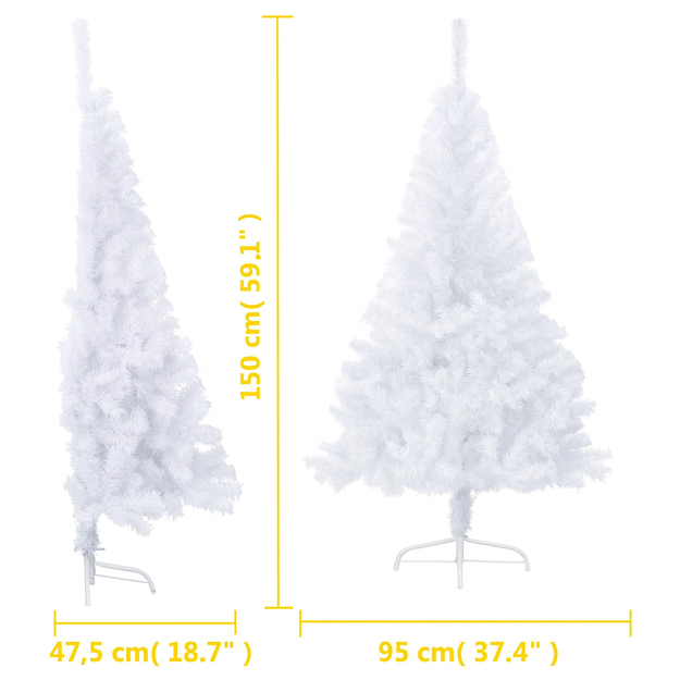 Unikali, pusinė Kalėdų eglė su stovu, balta, 150 cm 6