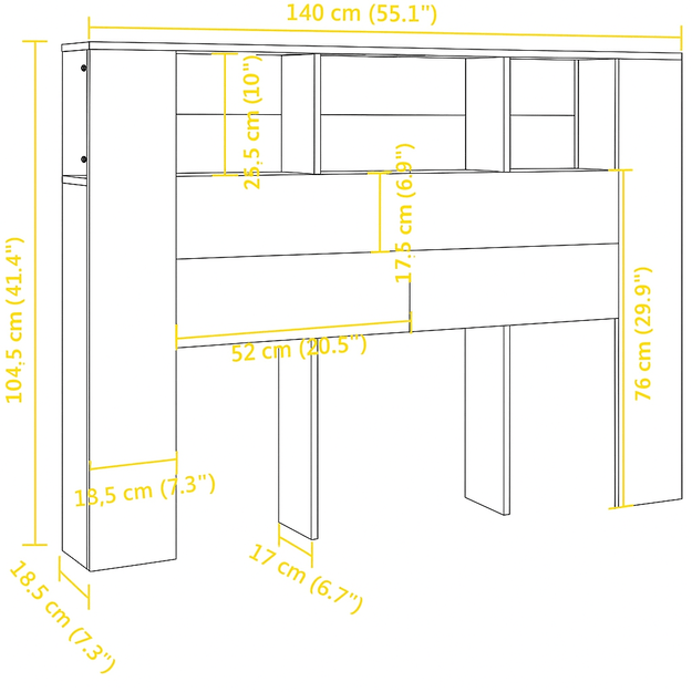 Lovos galvūgalis su lentynomis, 140 cm. 3