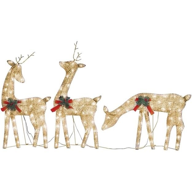 3-ių kalėdinių elnių dekoracija, aukso spalvos