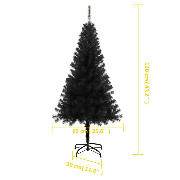 Dirbtinė Kalėdų eglė su stovu, juoda, 120 cm 6