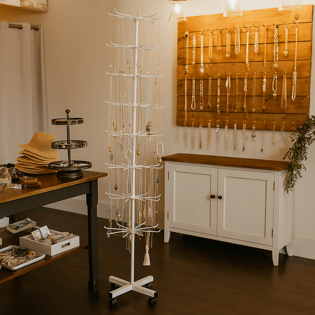 7 lygių besisukantis demonstracinis stovas