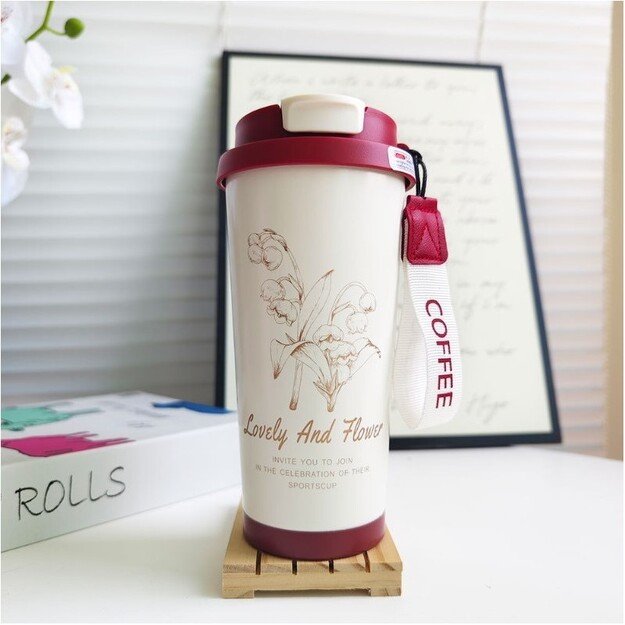 Terminis puodelis 550 ml, raudona/balta