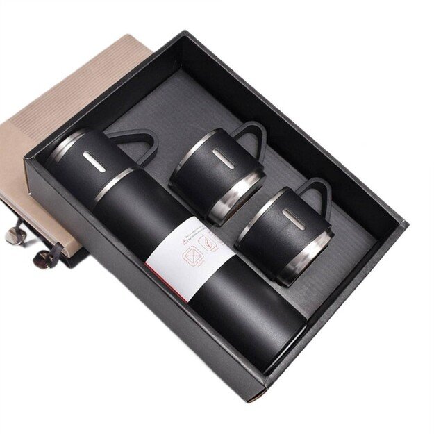 Termoso rinkinys su 3 puodeliais 500 ml, juoda