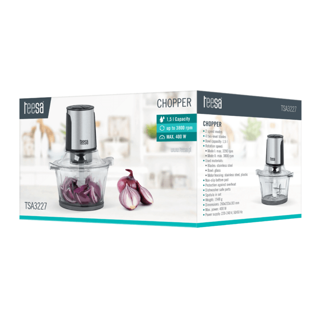 Smulkintuvas su stikliniu 1,5 l dubeniu, 400 W 4