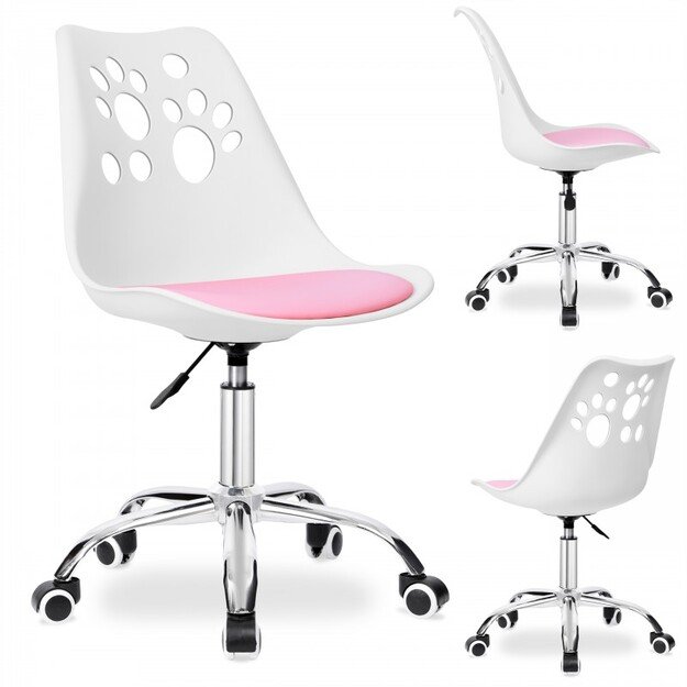 Vaikiška biuro kėdė, rožinė/balta