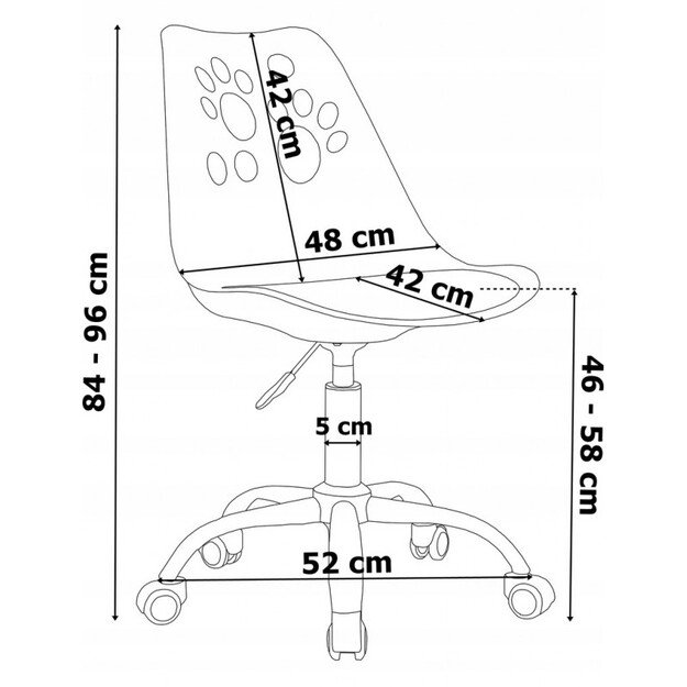 Vaikiška biuro kėdė, rožinė/balta 6
