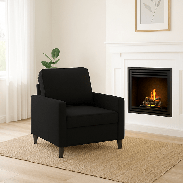 Aksominis krėslas, juodas